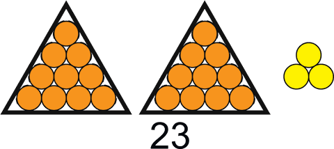 two orange ten-triangles and three yellow dots